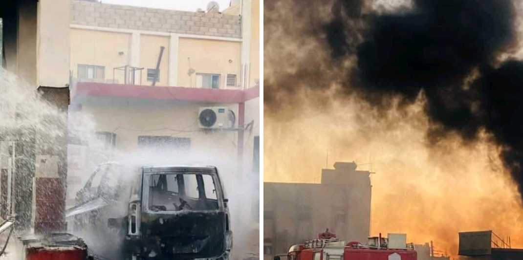 عتق..حريق يلتهم اجزاء من محطة الشهداء بالمدينة 