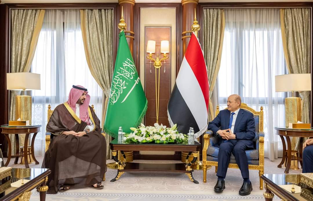 رئيس مجلس القيادة الرئاسي يستقبل وزير الدفاع السعودي