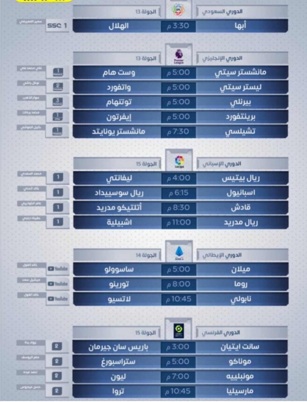  مباريات اليوم الأحد 28 نوفمبر 2021