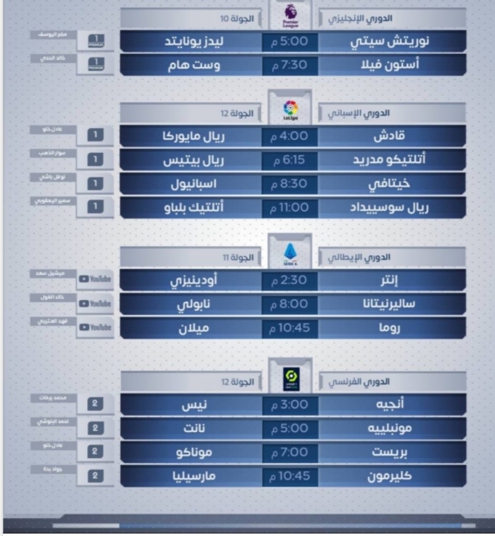 مباريات اليوم الأحد 31 اكتوبر 2021